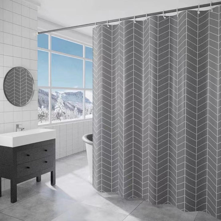 Chevron Patterned Fabric Shower Curtain Kalsten