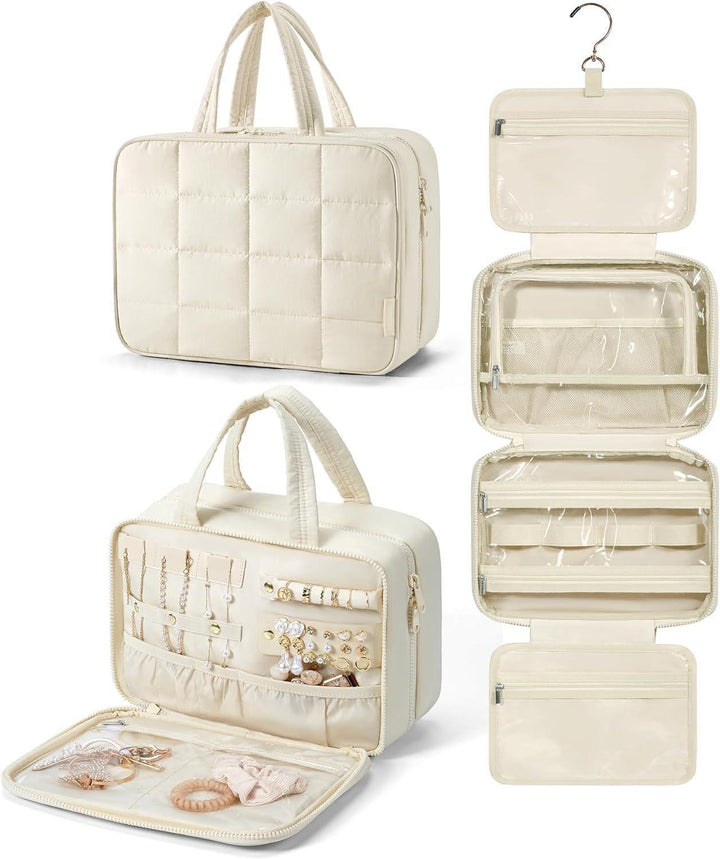 Padded cosmetic organizer bag with practical hanging system Kalsten