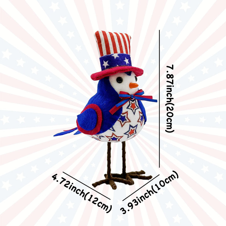 Unisex nan patriotic decor bird figure made of fabric with star stripe pattern and sturdy metal feet Kalsten