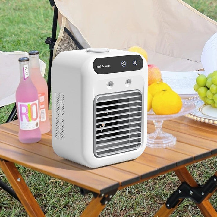 Cooling compact portable evaporative desktop air cooler with adjustable louvers and ultra-quiet aerospace-inspired airflow Kalsten
