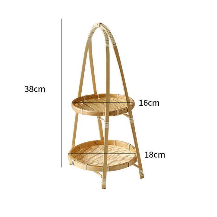 Unisex Three-Tier Serving Stand made of hand-woven natural material Kalsten