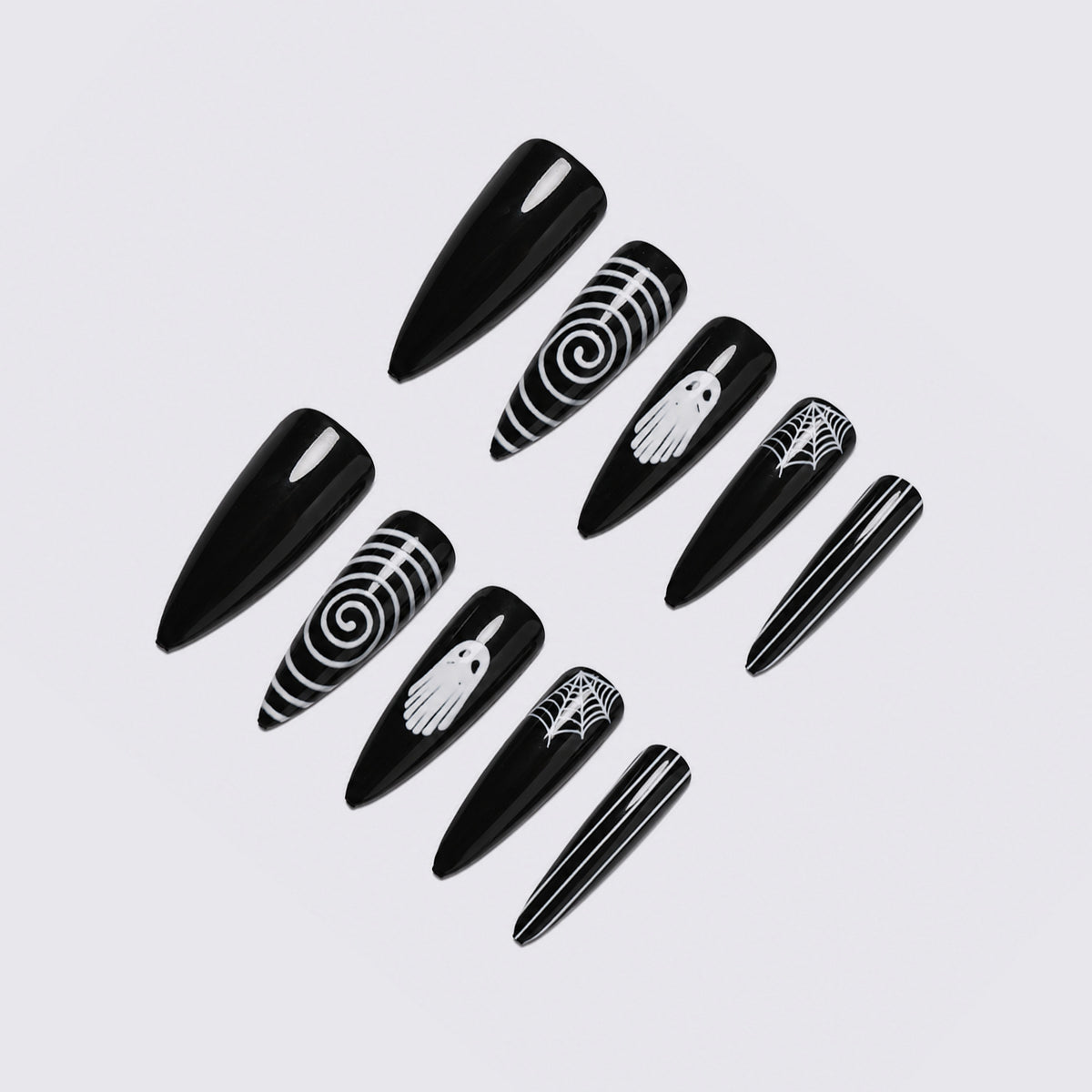 Gothic Themed Stiletto Press-On Nails Acalora