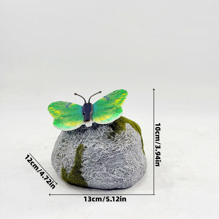 Decorative Solar-Powered Butterfly Perched Stone LED Garden Accent Kalsten
