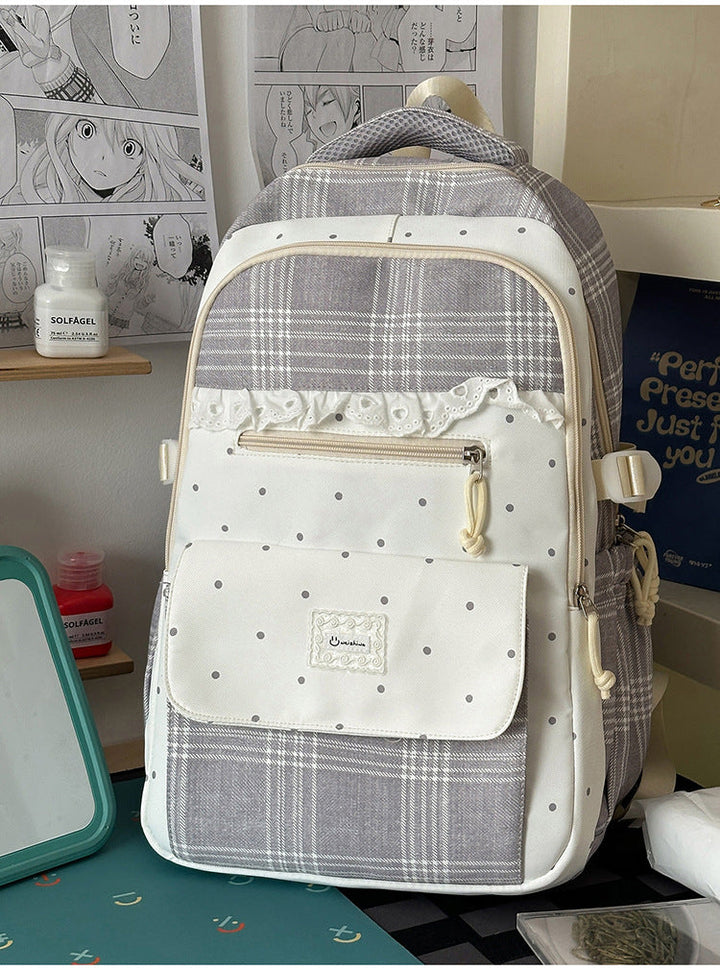 Cute Plaid Print School Backpack