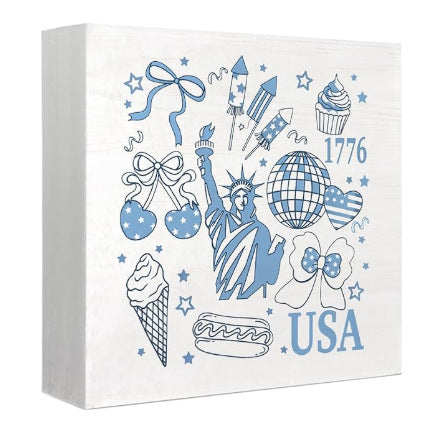Unisex nan rustic canvas print with patriotic strawberry heart motif and vintage finish Kalsten