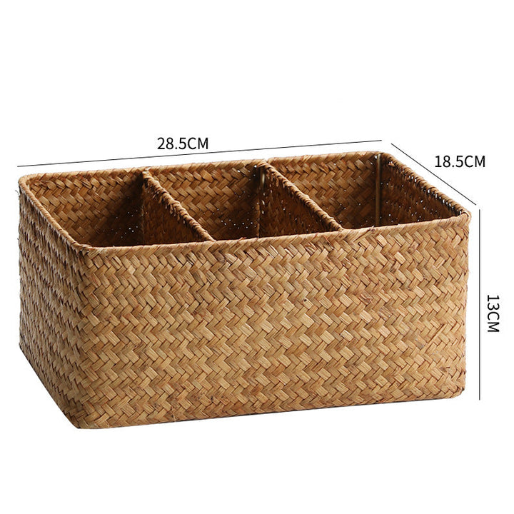 Multi-Compartment Natural Woven Storage Basket Kalsten