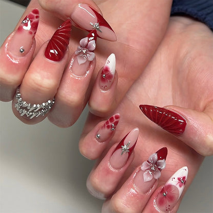 Luxury designed artificial nails with flower accents Acalora