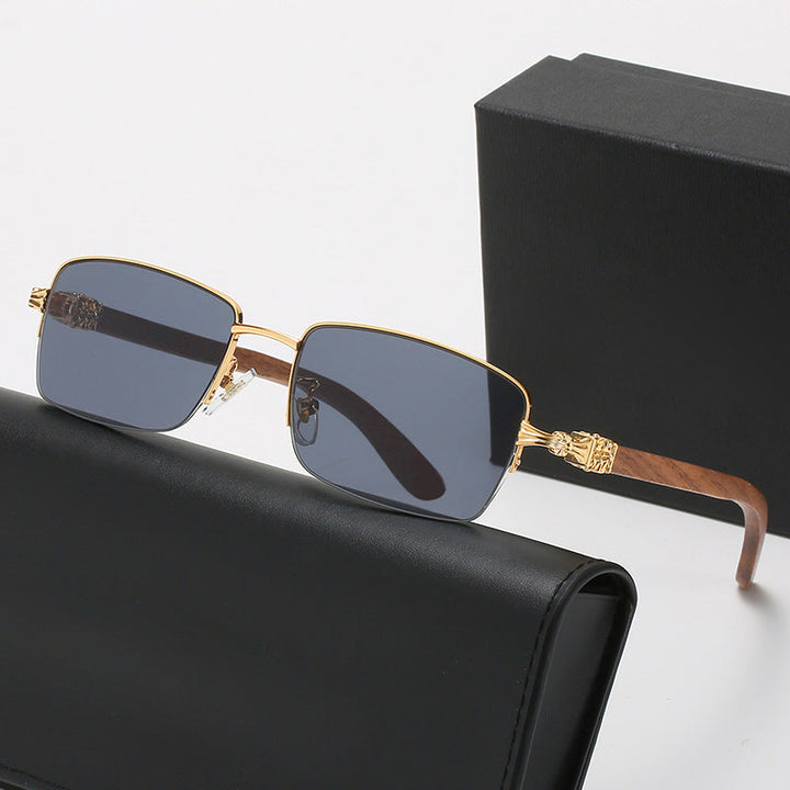 Ladies fashionable glasses with rectangular frame and high-quality wood details Kalsten
