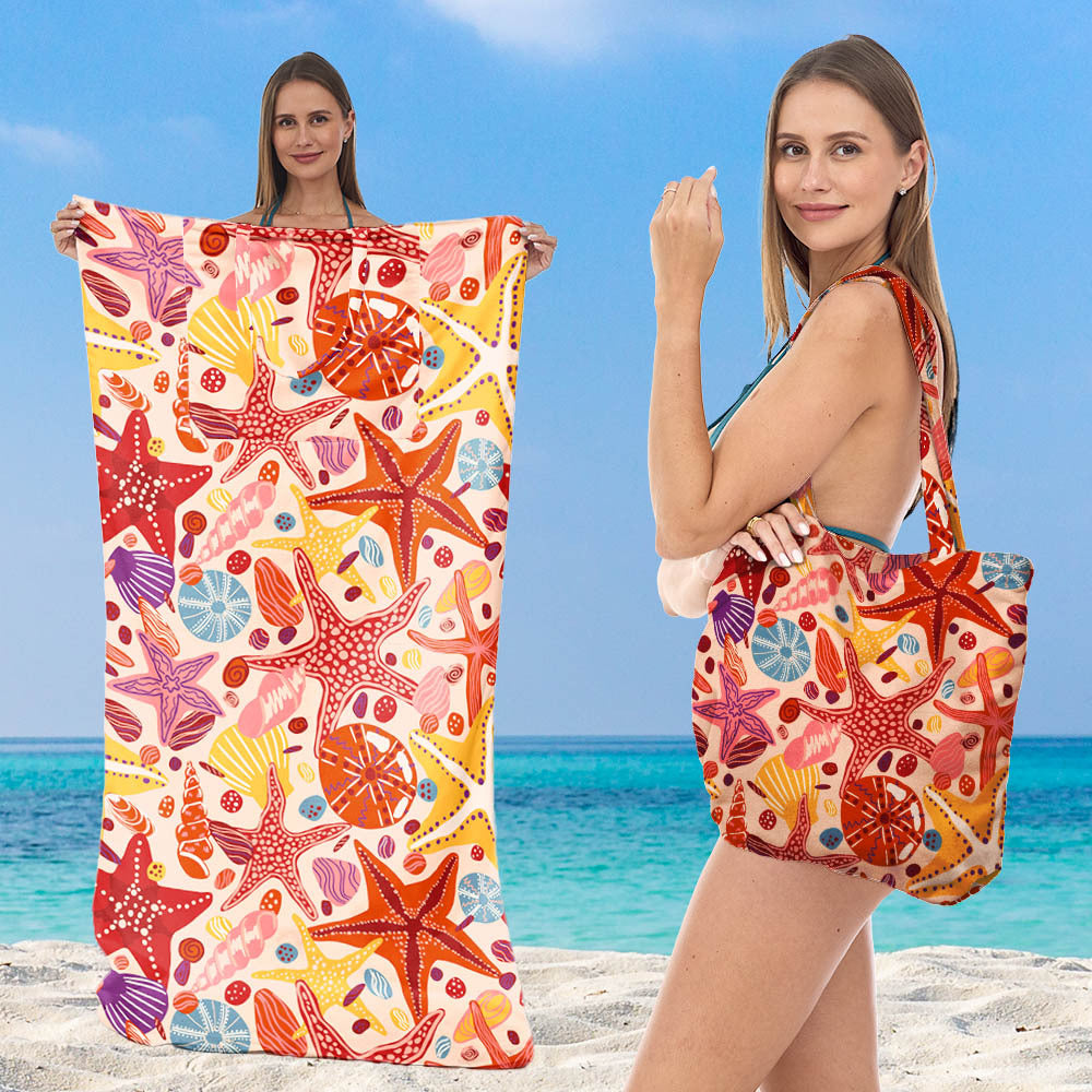 Beach towel with integrated tote bag design Kalsten