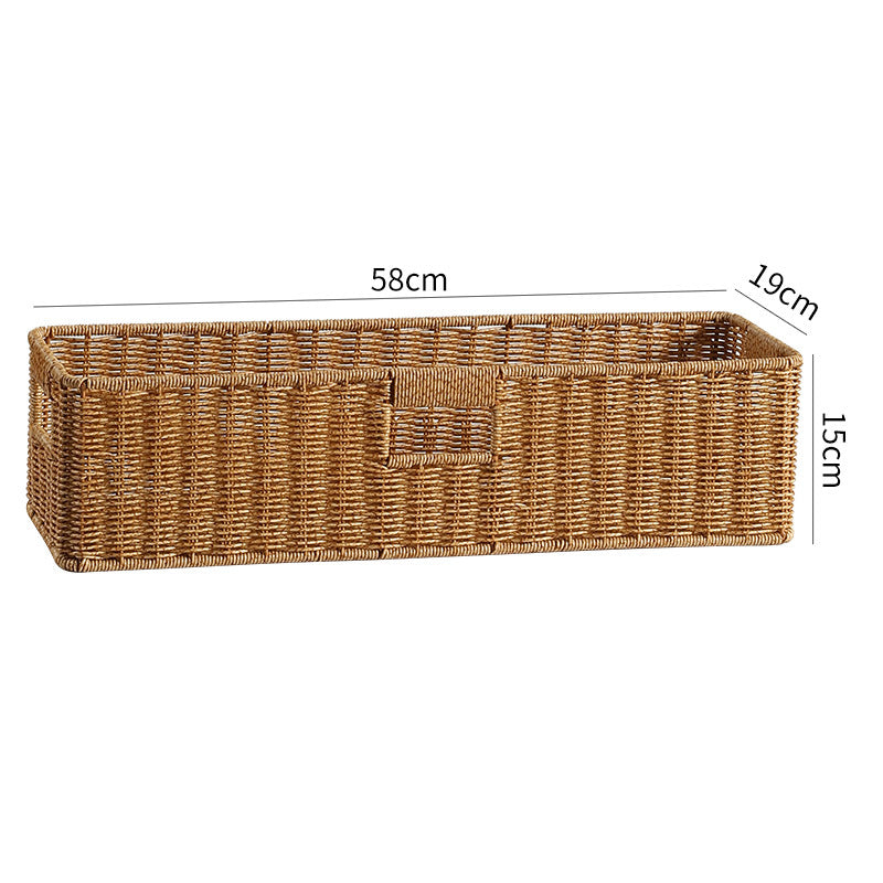 Handwoven Rectangular Storage Basket with Cut-Out Handles Kalsten