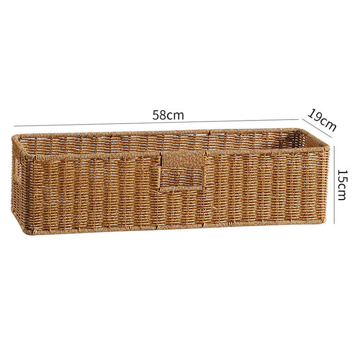 Handwoven Rectangular Storage Basket with Cut-Out Handles Kalsten