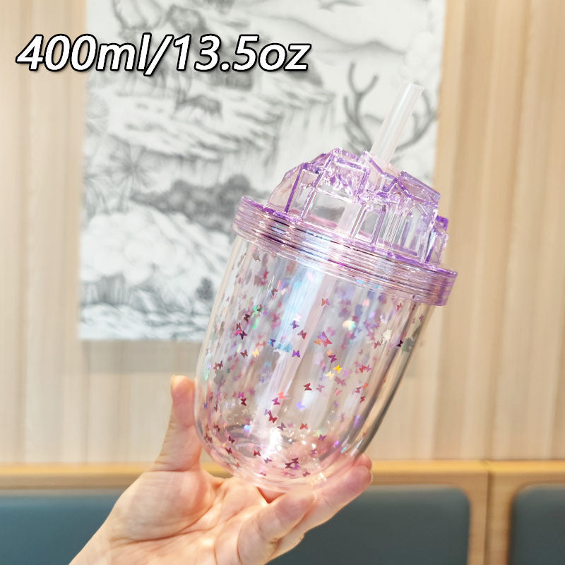 Women's Glittering Drinking Cups with Straw Kalsten