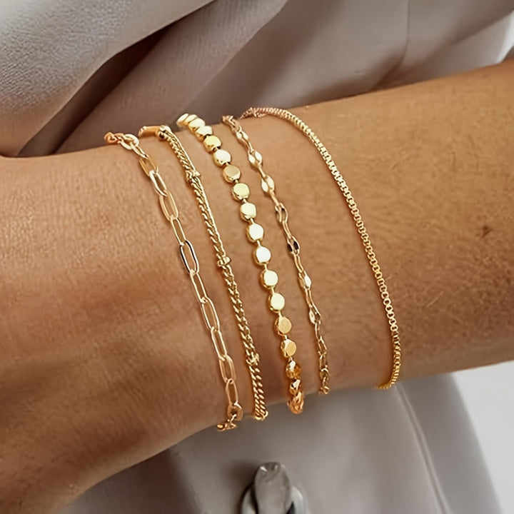 Delicate Gold Chain Bracelet Set Kalsten