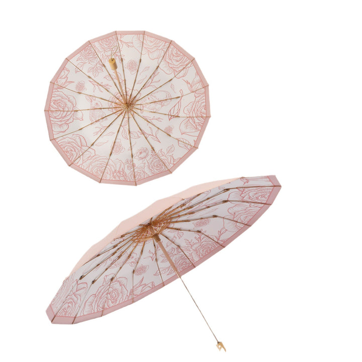 Women's Foldable UV Protection Umbrella with Floral Patterns Kalsten