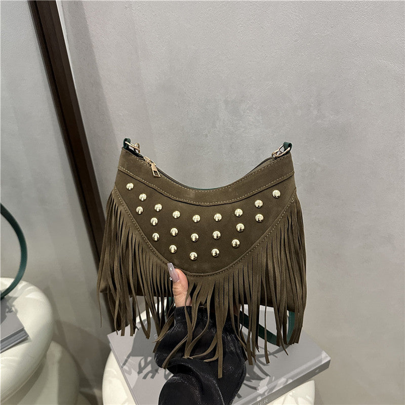 Bohemian Fringe Detail Crossbody Bag Acalora