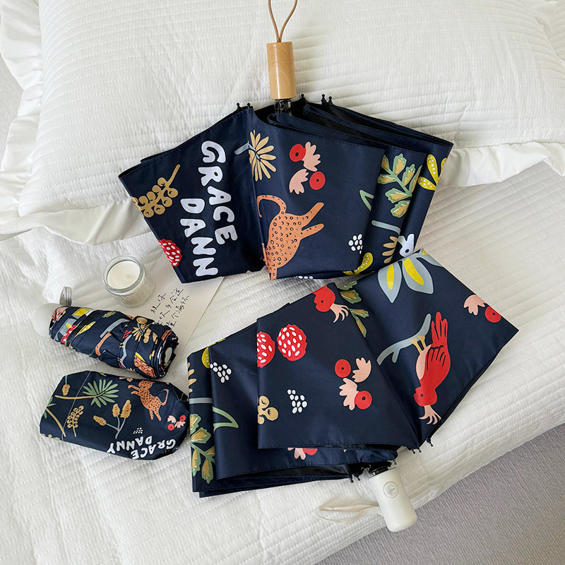 Women Folding Umbrella with Striking Flower Pattern Kalsten