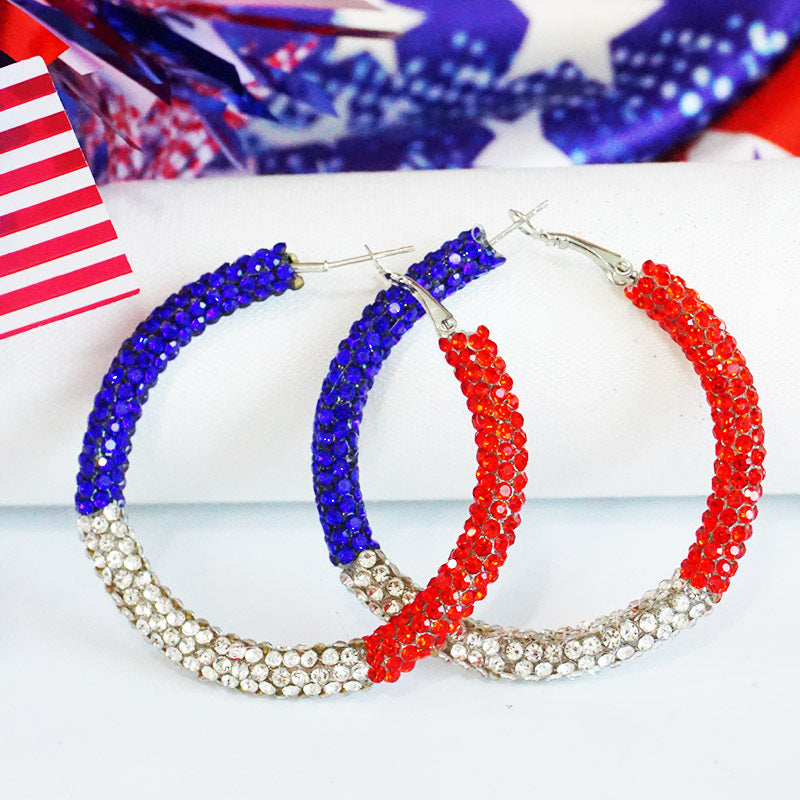 Women's large hoop earrings with rhinestone embellishment and rhodium-plated setting Kalsten