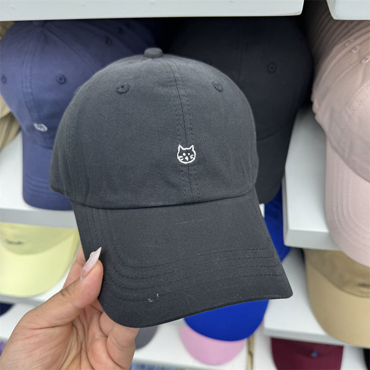 Women's Cat-Embroidered Cotton Baseball Cap Kalsten