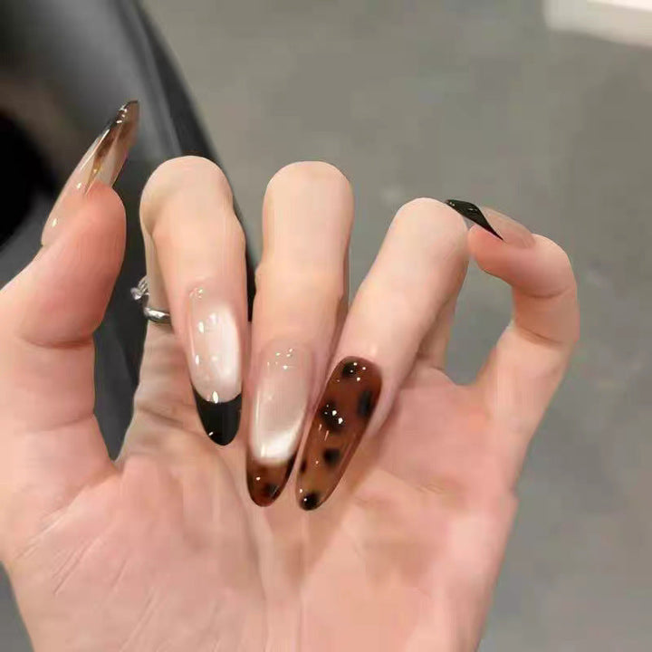 Artificial nails with elegant ombre effect and glitter accents Kalsten