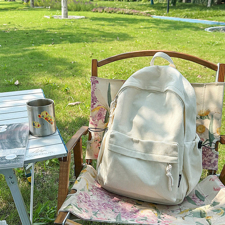 Corduroy Textured Casual Backpack Kalsten