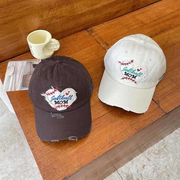 Women's Distressed Heart-Embroidered Baseball Cap Kalsten