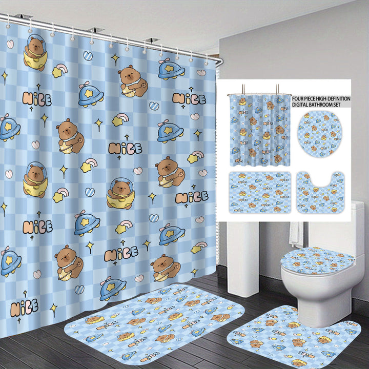 Cute Bear-Themed Four-Piece Bathroom Set Kalsten