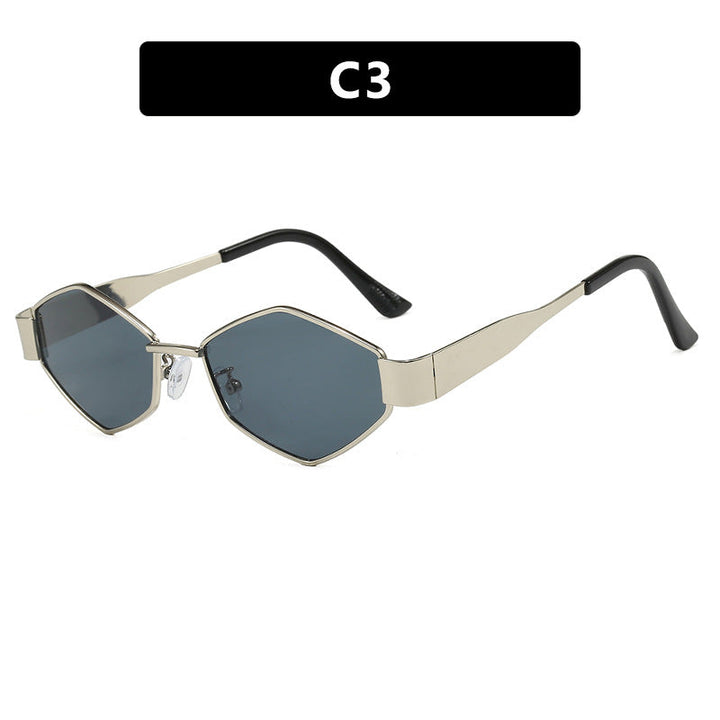 Women's geometric sunglasses with narrow metal frame and polarized lenses Kalsten