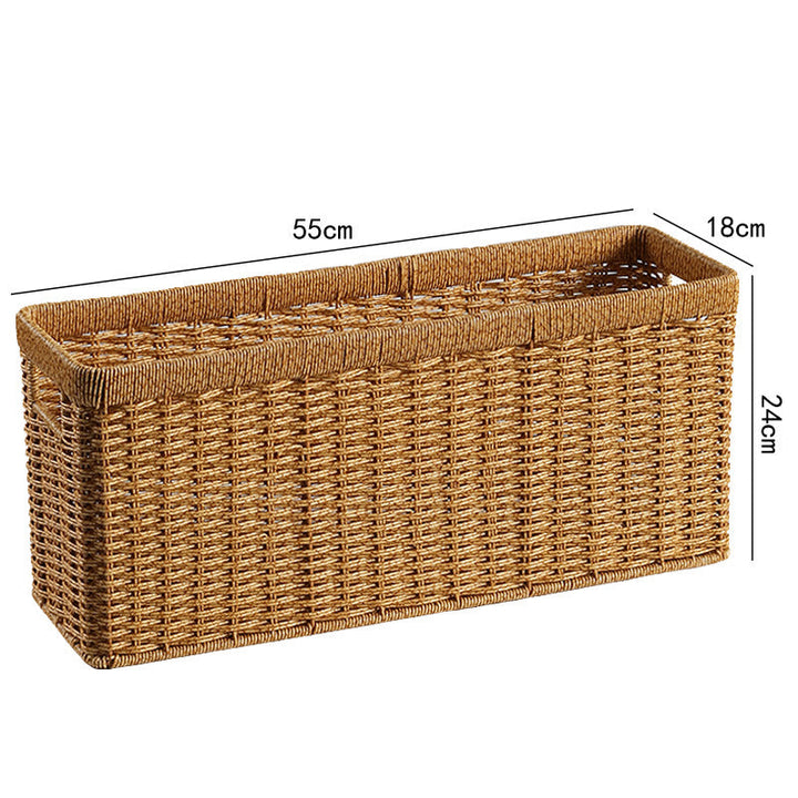 Handwoven Rectangular Storage Bin with Cutout Handles Kalsten