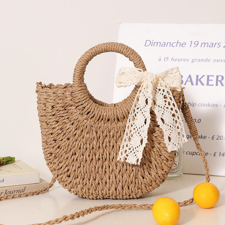 Trendy Bast Bag with Round Handle and Textured Design Kalsten