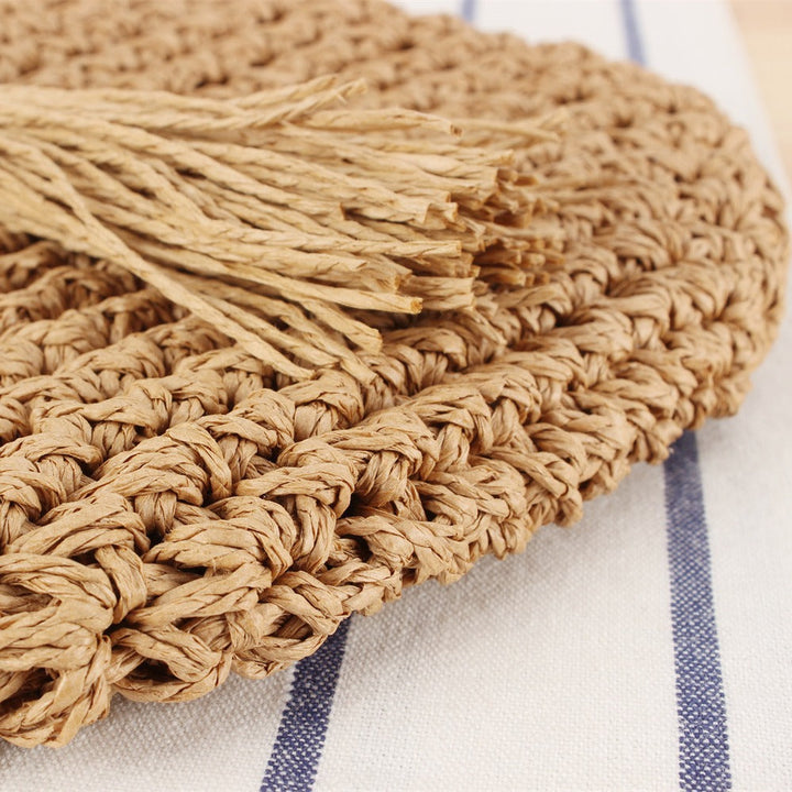Braided shoulder bag with tassels and wooden decorations Kalsten