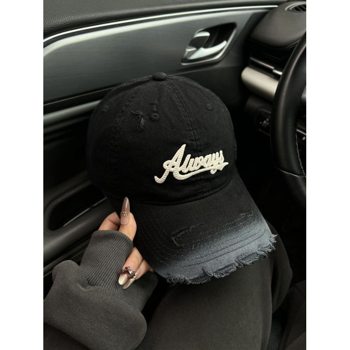 Women's Distressed Denim Style Baseball Cap Kalsten
