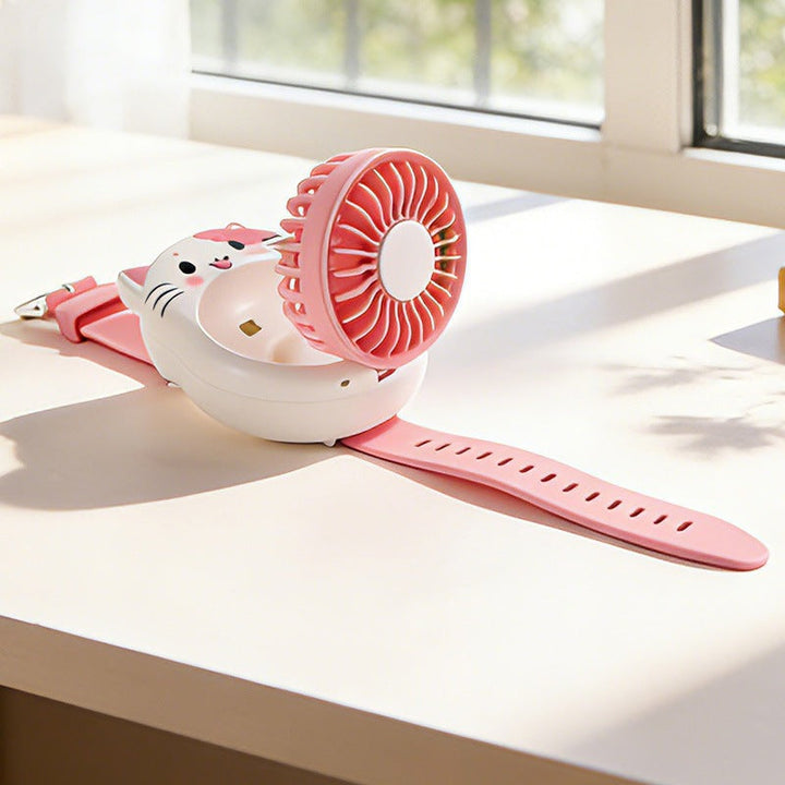 Women Portable Handheld Fan with Cute Cat Design Kalsten