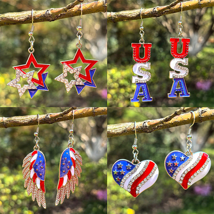 Women's hanging star earrings with enamel and crystal embellishments Kalsten