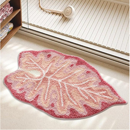 Plush Leaf-Design Bath Mat Acalora
