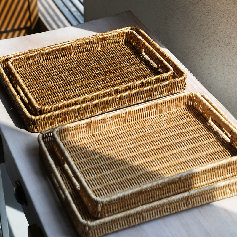 Handcrafted Rectangular Wicker Serving Tray Kalsten