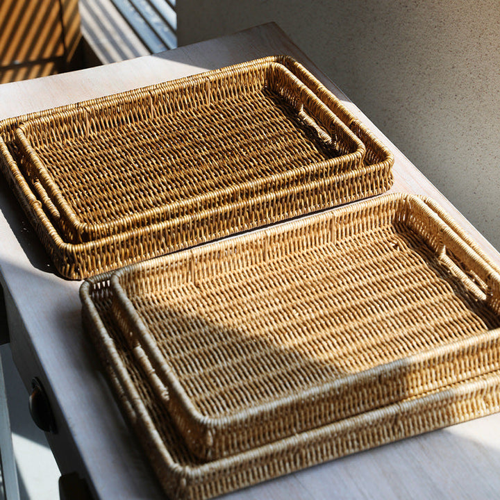 Handcrafted Rectangular Wicker Serving Tray Kalsten