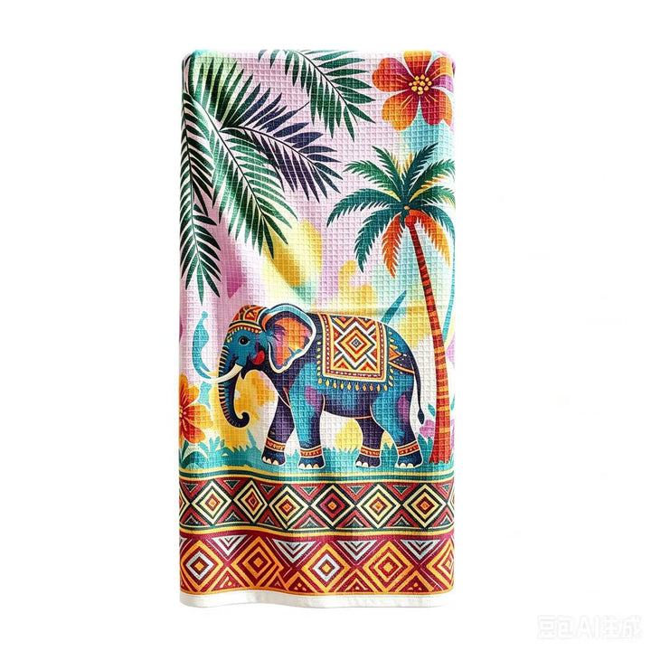 Multifunctional beach blanket with appealing tropical pattern Kalsten