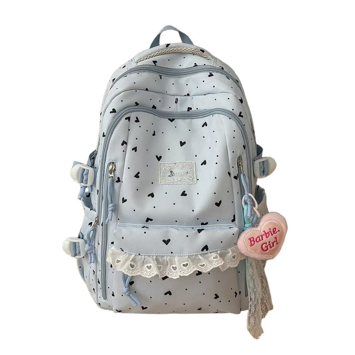 Heart-Patterned Multi-Compartt Backpack Kalsten
