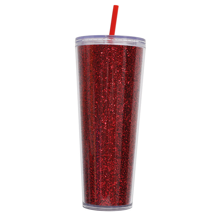 Ladies Glittering Drinking Cups with Straw Kalsten