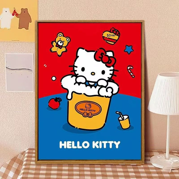 Hello Kitty-Inspired Cartoon Wall Art Print Kalsten