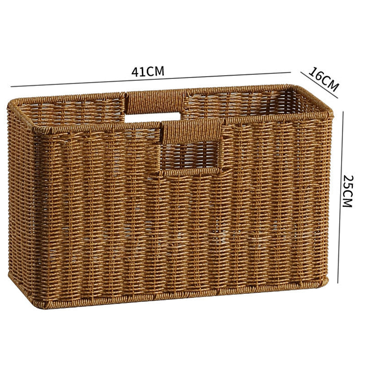Handwoven Rectangular Storage Bin with Cutout Handles Kalsten
