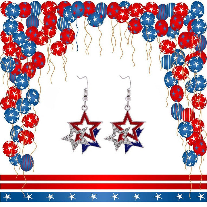 Women's fashionable star earrings with rhinestone accents and enamel pendants Kalsten