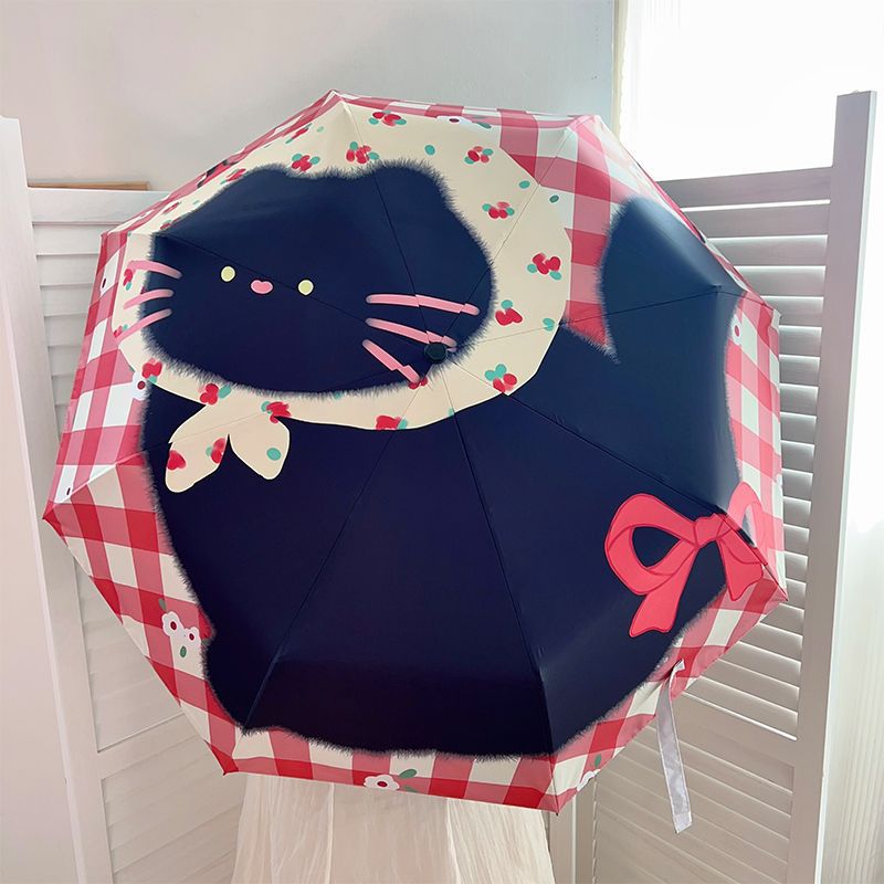 Women's Foldable Umbrella with Stylish Check Pattern Kalsten