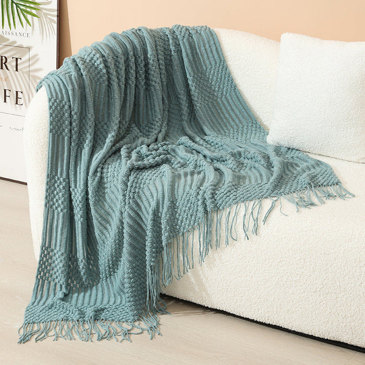 Women's stylish living room throw blanket with fringe pattern Kalsten
