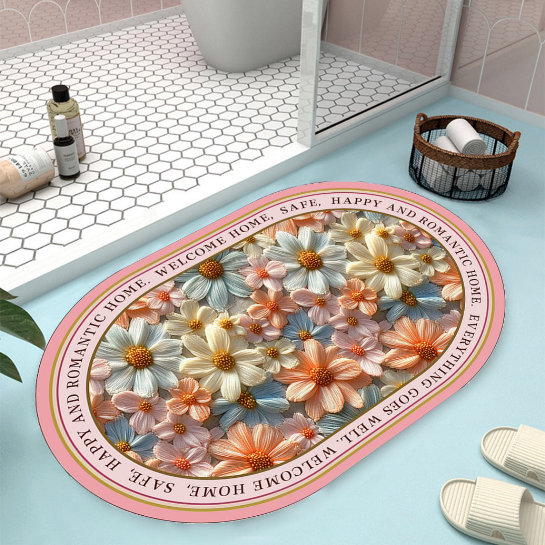 Floral Design Bath Mat Kalsten