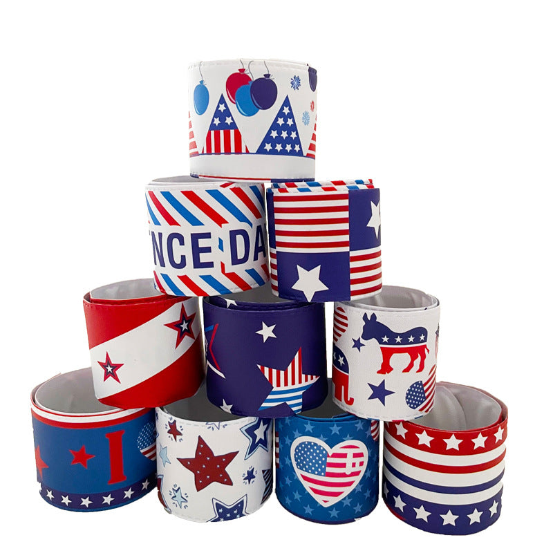Unisex nan patriotic Slap Bracelets multi-piece bracelet set with flexible metal core and USA motifs Kalsten