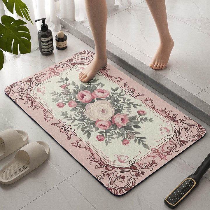 Vintage Floral Bath Mat Kalsten