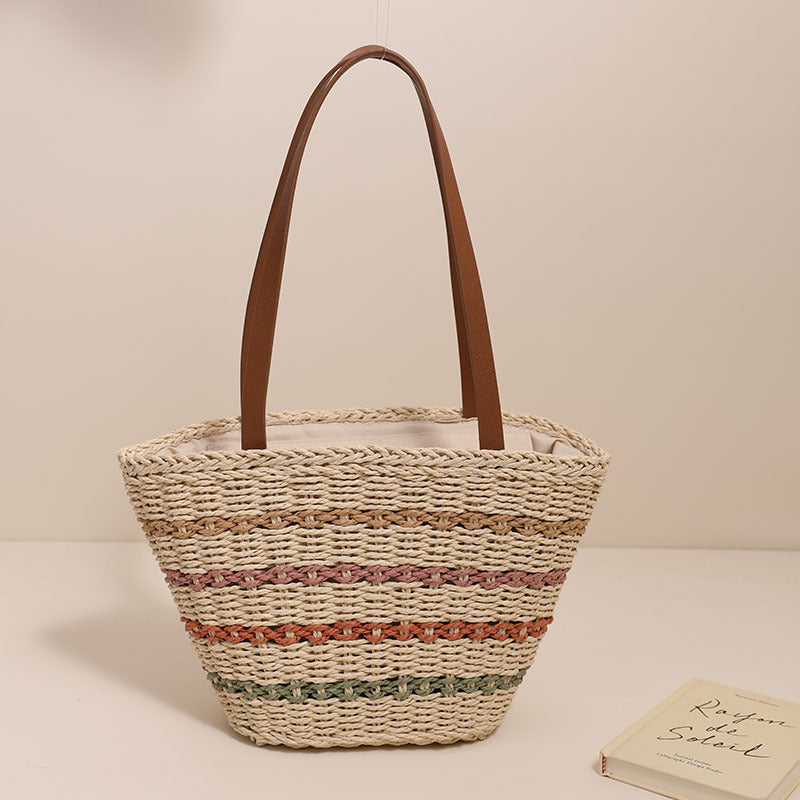 Trendy Straw Bag with Colorful Details Kalsten