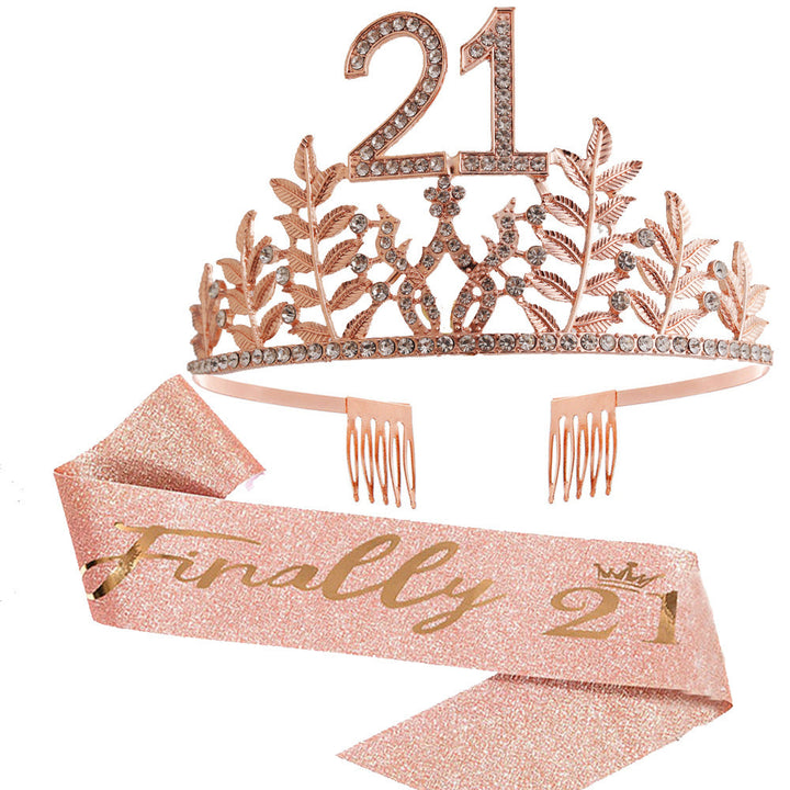 Women's Glamorous Birthday Crown with Shining Rhinestones Kalsten