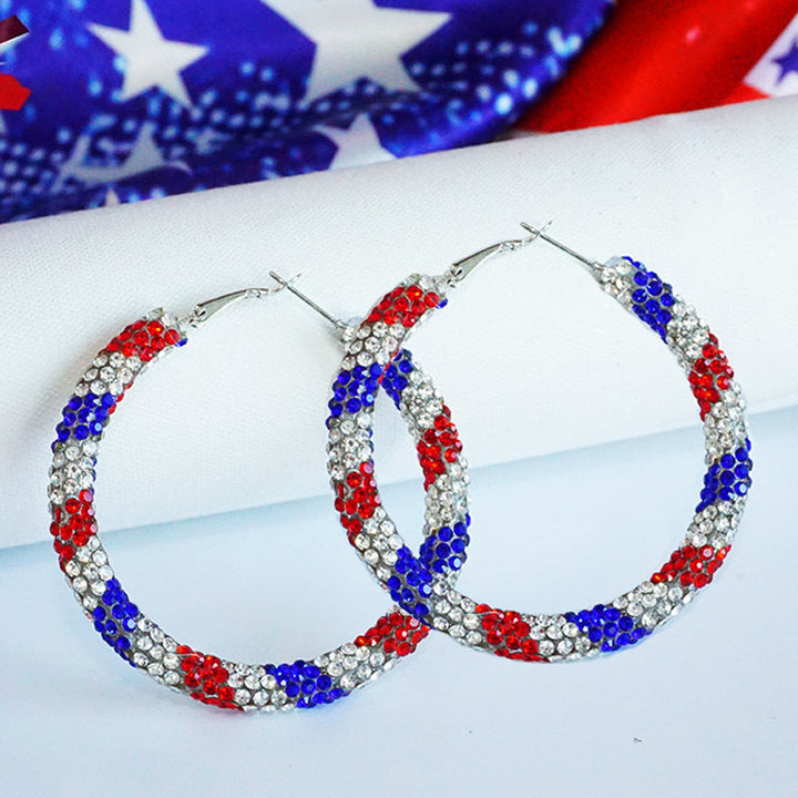 Women's large hoop earrings with rhinestone embellishment and rhodium-plated setting Kalsten